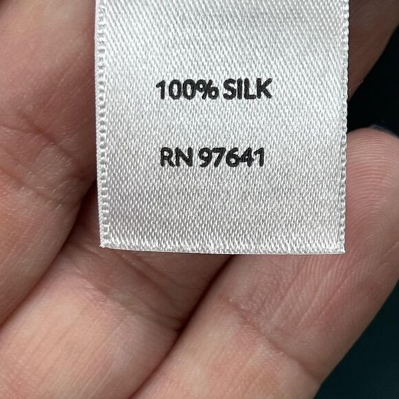 J Jill Shirt Womens Large Petite Teal 100% Silk Button Front Long Sleeve Collar - Picture 5 of 7